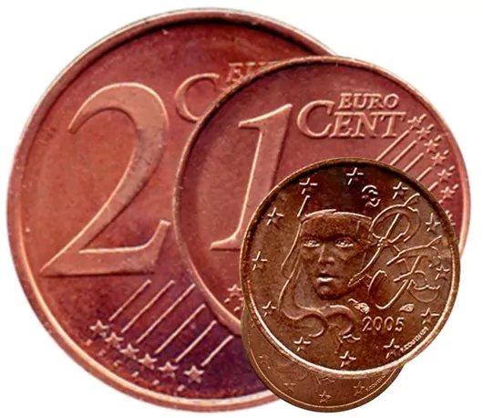 1 centime et 2 centimes d'euro