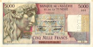 TUNISIE - Billet de 5000 Francs Type 1946 STATUE D'APPOLON