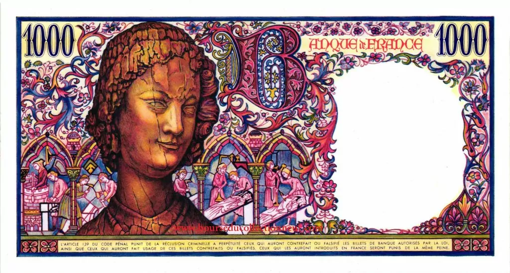 1000 Francs Art Médiéval Type 1980 Billet Banque de France