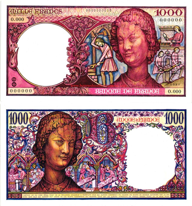 1000 Francs Art Médiéval Type 1980