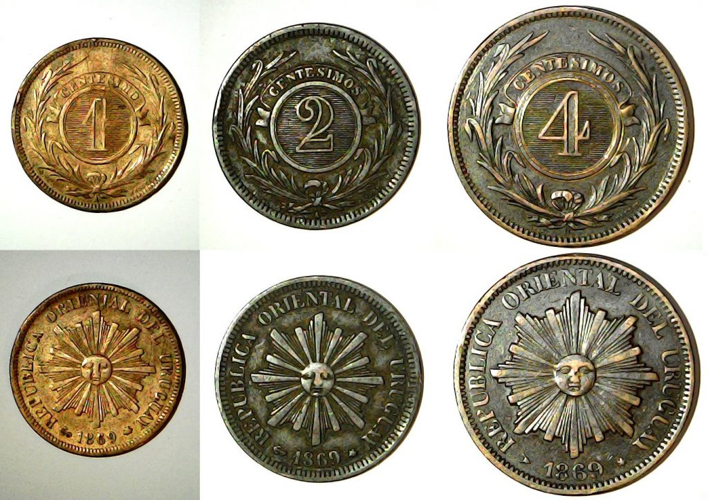 Série centavos uruguay 1869