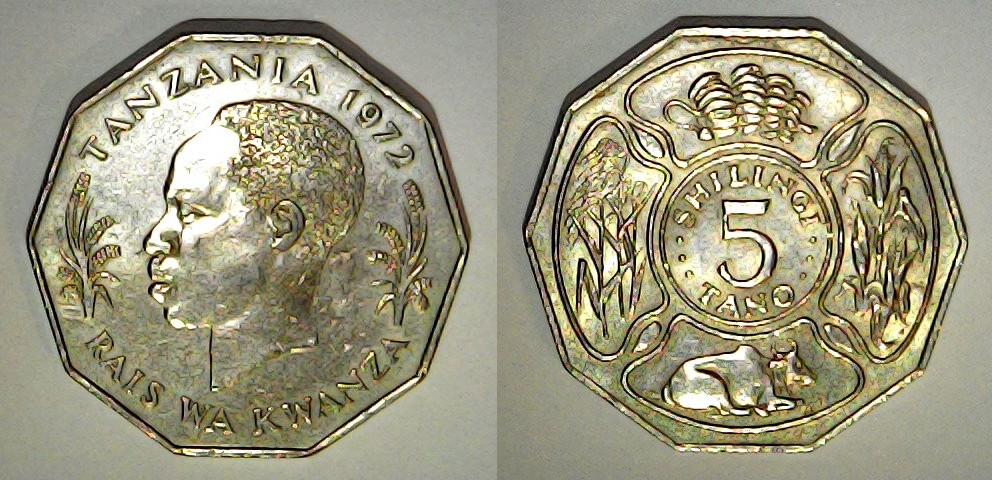 5 shilingi Tanzanie 1972