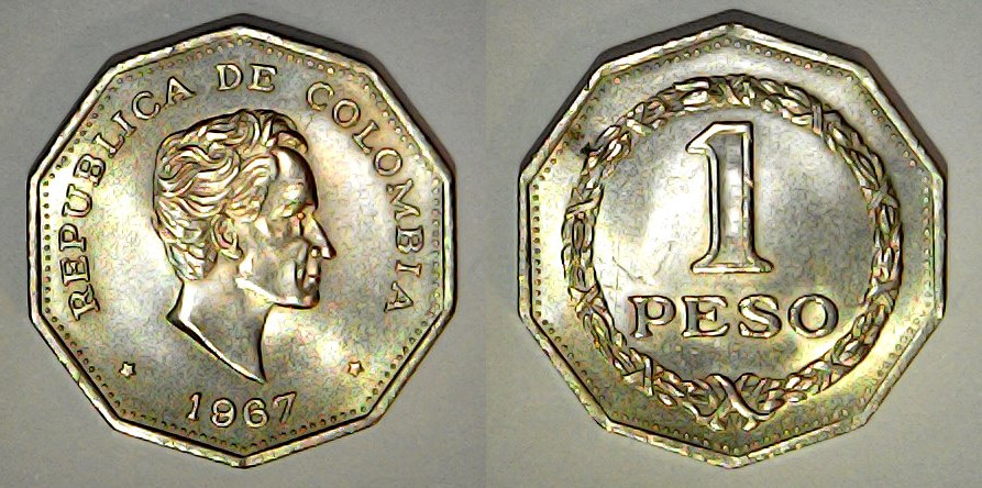 1 peso 1967 Colombie