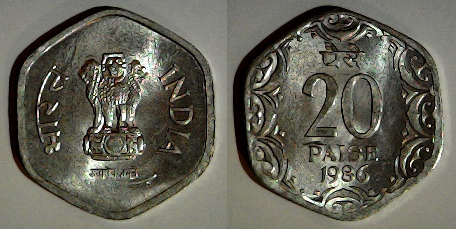 20 paise Inde 1986