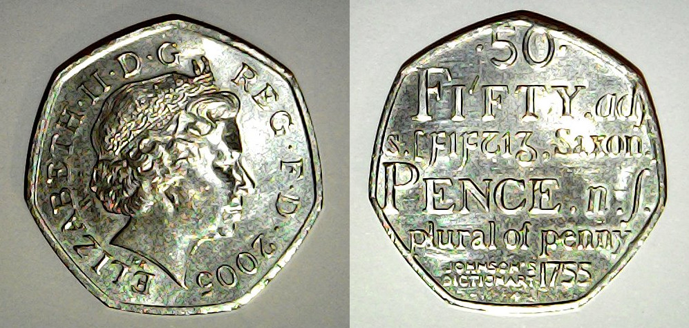 50 pence dictionnary GB 2005