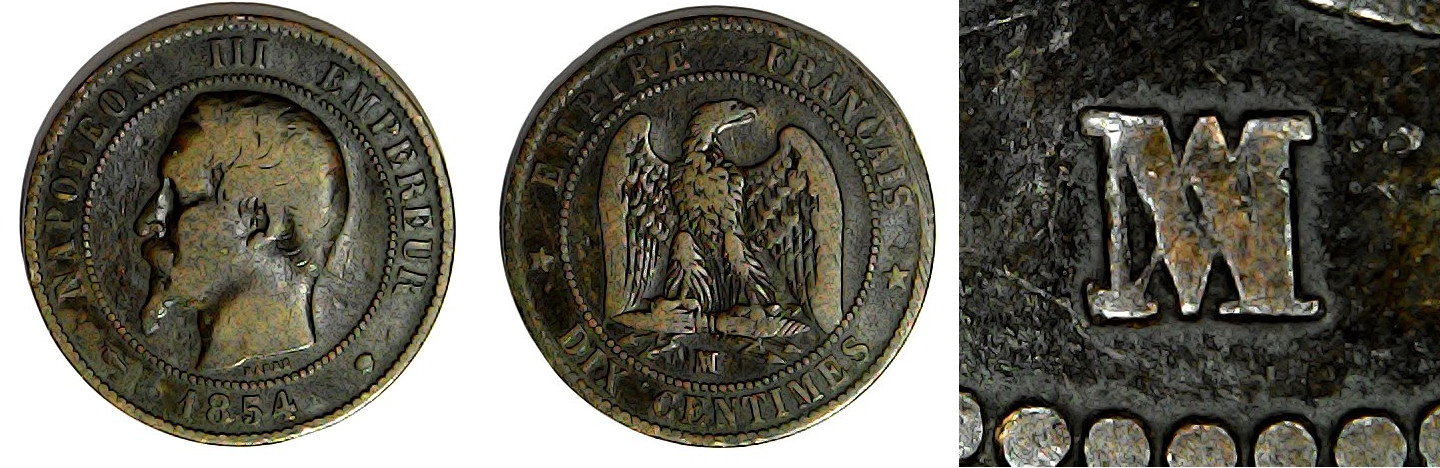 10 centimes 1854 MA France