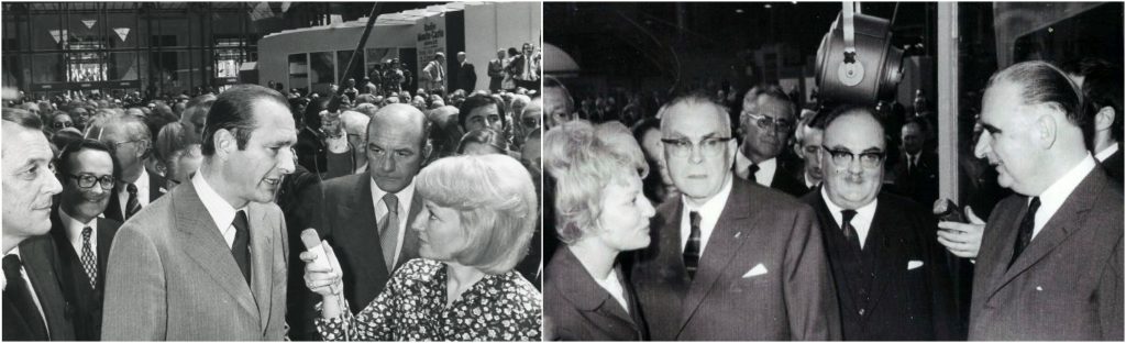 Jacqueline CAURAT avec Jacques CHIRAC et Georges POMPIDOU