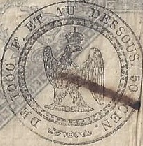 Apposition du timbre humide sur le billet de banque de 500 Francs GERMINAL Type 1806 500 Francs Germinal - Droit de timbre humide proportionnel