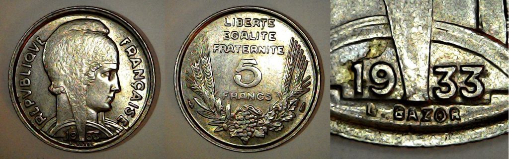 5 francs France 1933