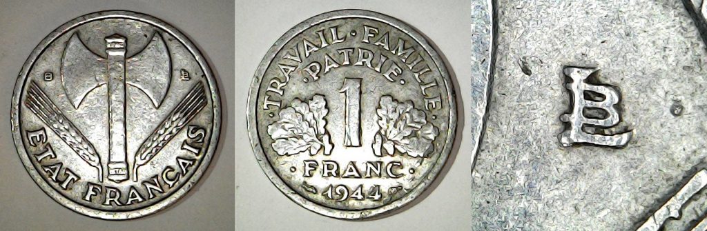 1 franc France 1944 B (État Français)