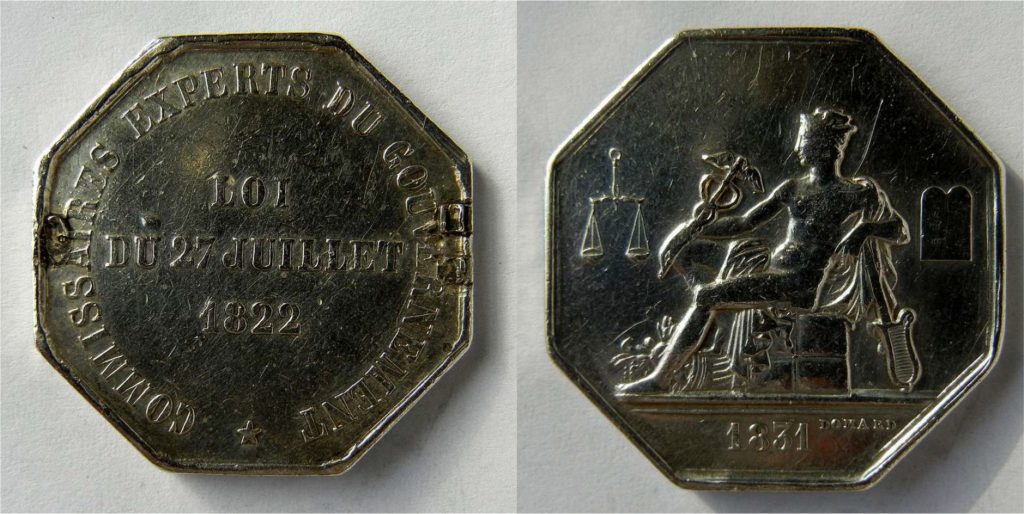 Médaille des Commissaires Experts du Gouvernement 1831 Domard