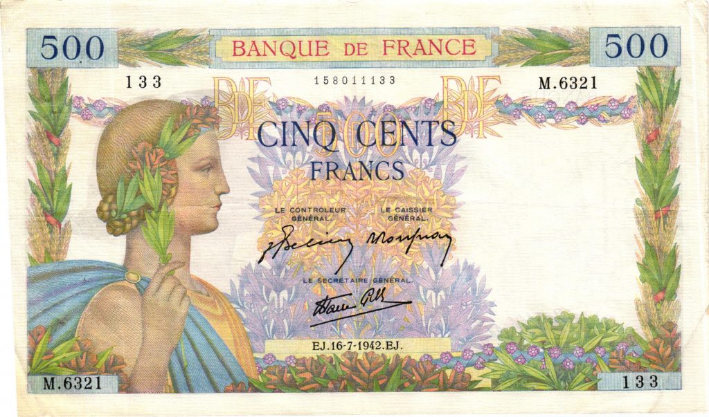 500 FRANCS LA PAIX