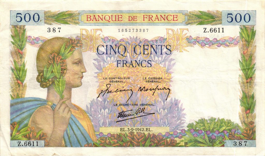 500 FRANCS LA PAIX