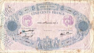 500 Francs BLEU et ROSE Modifié