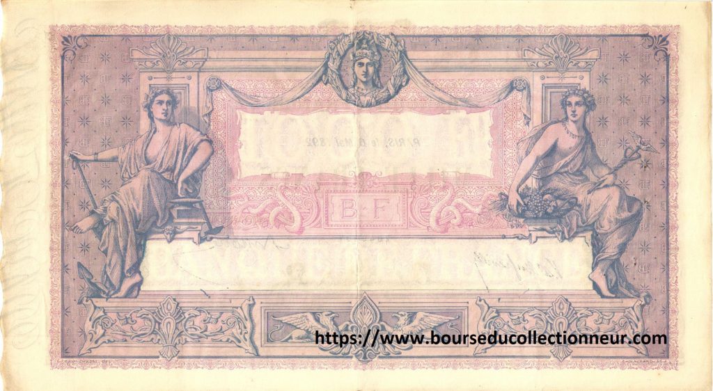 Verso 1000 Francs BLEU et ROSE Type 1889