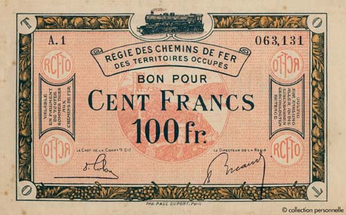 La cote des billets de la Banque de France et du Trésor