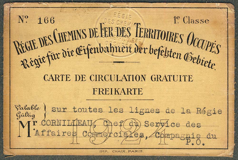 Carte de circulation de la R.C.F.T.O