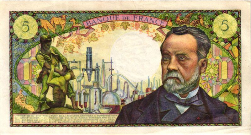 5 Francs Pasteur billet verso