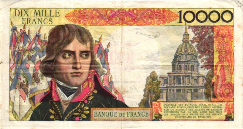 100 nouveaux francs 10000 Francs BONAPARTE surchargé