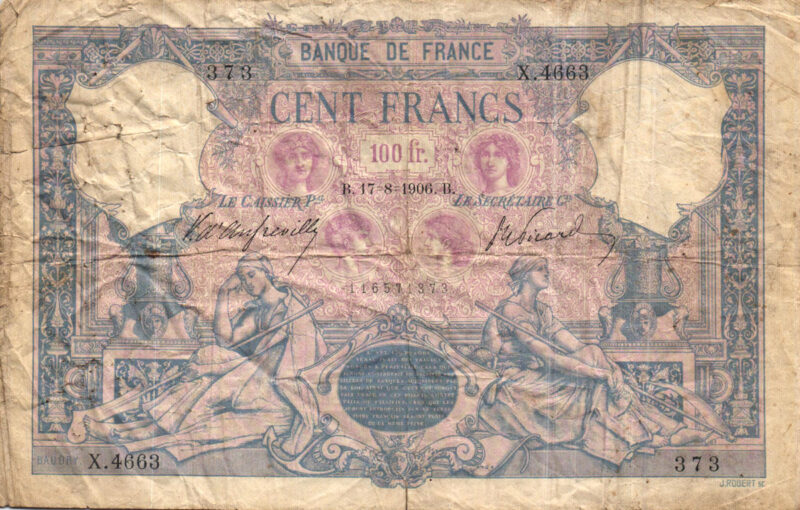 Billet de 100 FRANCS BLEU ET ROSE