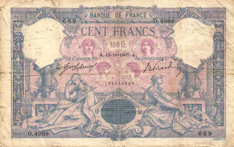 Billet de 100 FRANCS BLEU ET ROSE