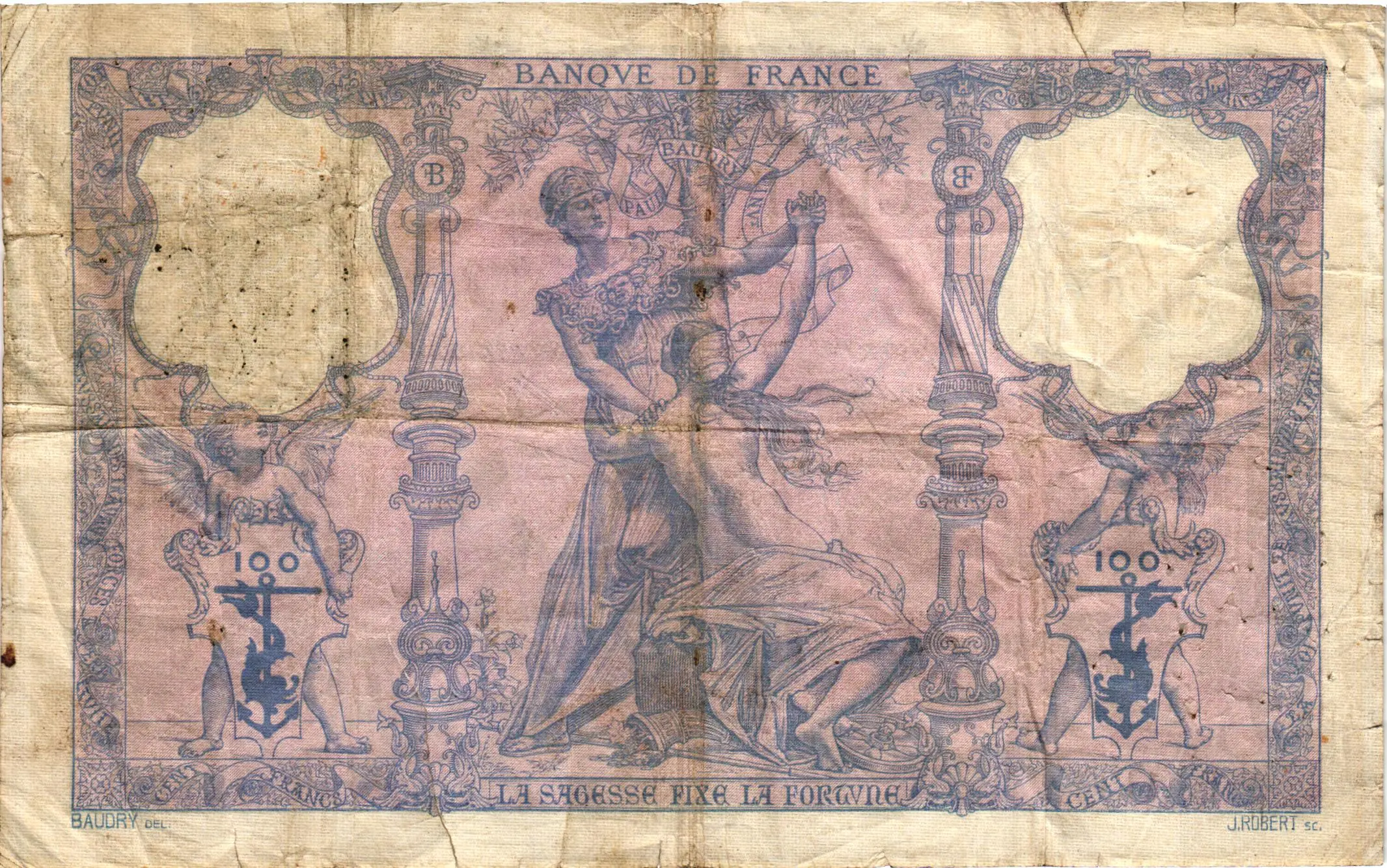 100 Francs Type 1888 Verso