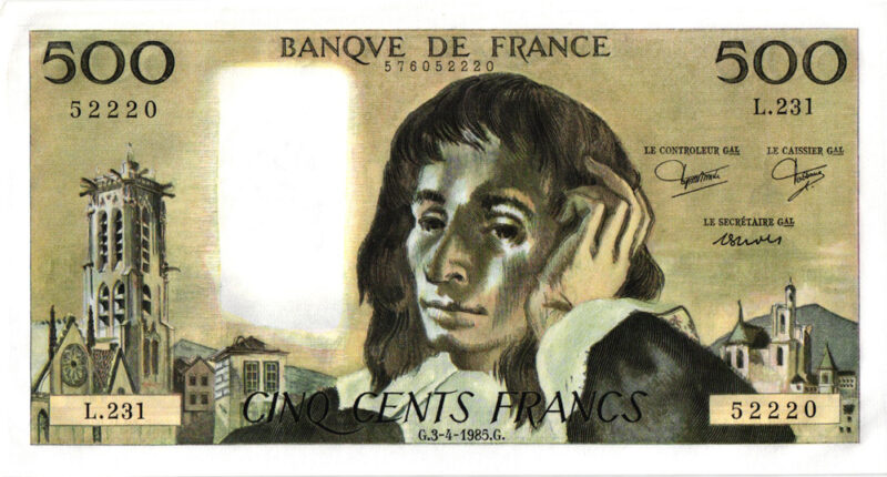 500 Francs PASCAL Billet