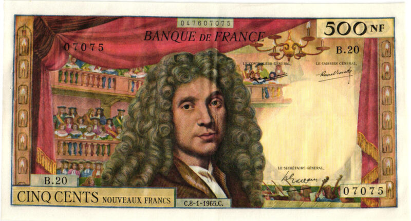 Billet de banque 500 Nouveaux Francs MOLIÈRE
