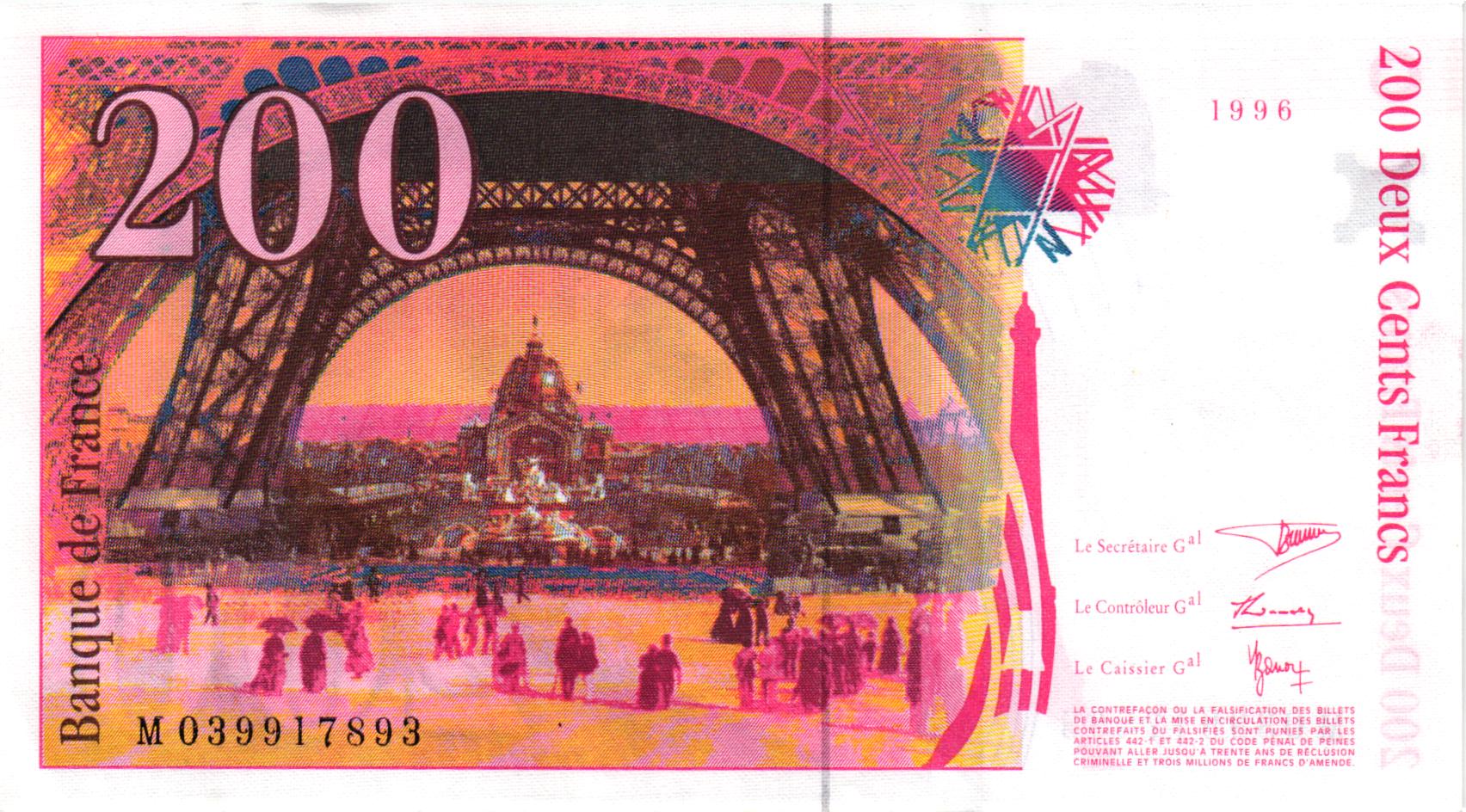 Billet de 200 FRANCS EIFFEL