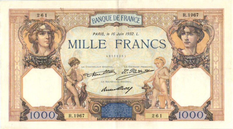 1000 Francs CERES ET MERCURE Type 1927